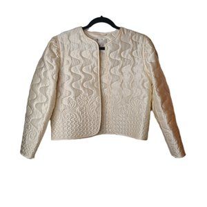 Aritzia Wilfred Rumba Giselle  Quilt Puff Sleeve Satin Ivory Jacket Size S